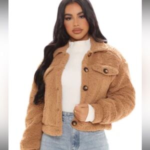 Fashion nova keep it cozy jacket in camel